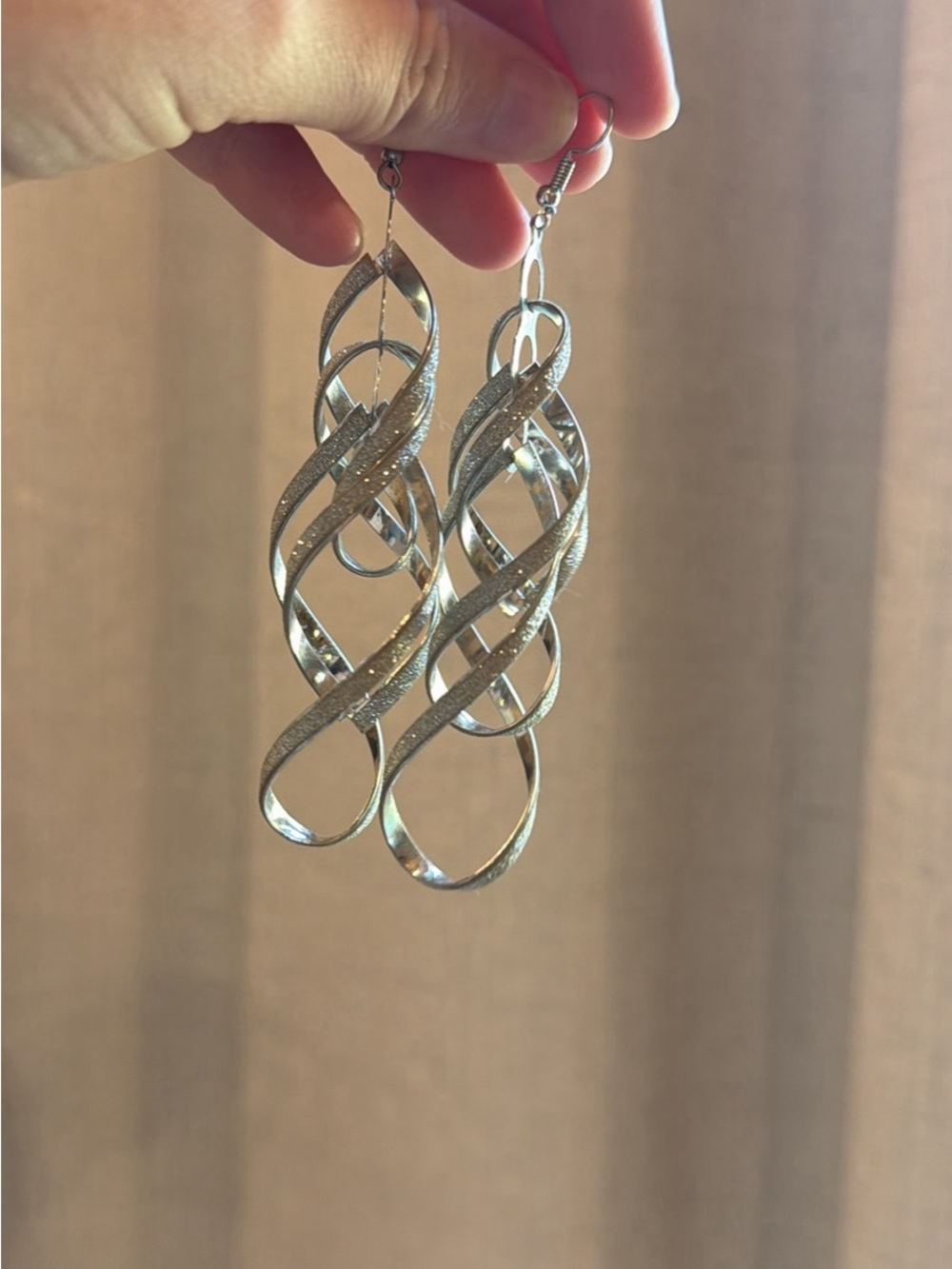 Icing Silver Twisted Openwork Drop Earrings